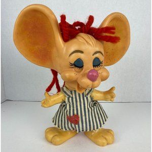 10" 1970 Vintage Roy Des Of Florida Girl Dressed Big Ear Mouse Coin Bank